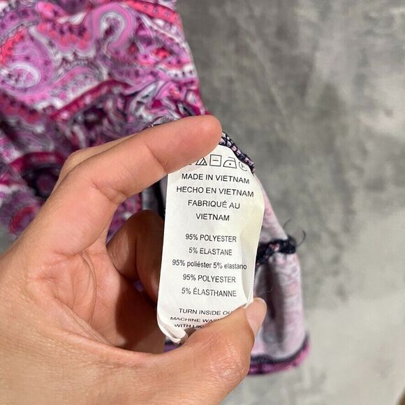 Michael Kors Pink Dress M Paisley Flutter Hem Sleeveless Stretchy Shift Sundress - Picture 8 of 11